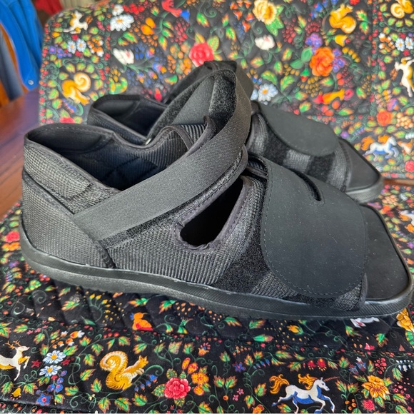 Pair Men’s XL Square Toe Post-Op Shoe Boot After Surgery Foot Brace Black - Picture 3 of 8